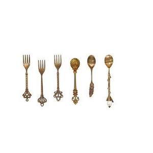 Juego de cubiertos de cuchara de latón, 4 Uds., fabricante de latón dorado, mango de diseñador, tenedor y cuchara, oro pulido - Product Image 3