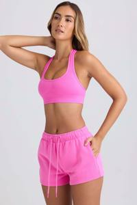 Pantalones cortos de chándal de tiro medio para mujer Sugar Pink personalizados de alta calidad con bolsillos pantalones cortos de gimnasio suaves y transpirables de cintura alta para mujer - Product Image 5