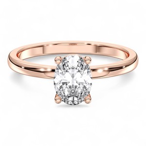 Bague de fiançailles solitaire en or massif pour femme, taille ovale, 1.00 carats, E-F/VVS-VS, Moissanite - Product Image 5