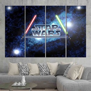 Arte en lienzo de Star Wars: Impresiones artísticas para decoración de películas, JUEGO DE 4 LIEÑOS - Product Image 1