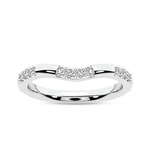 Bague en diamant Poised Curve, diamant de laboratoire 0,33 ct TW, or massif 14 carats, couleur FG, clarté VS, 18 diamants, ligne lisse et équilibrée - Product Image 1