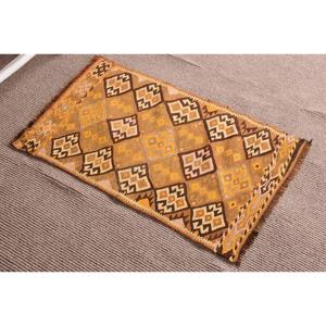 Kilim Turkish Rug, 1.9x3.1 ft Vintage Rug, <b>Brown</b> Polka dot <b>Wool</b> Rug - Product Image 3