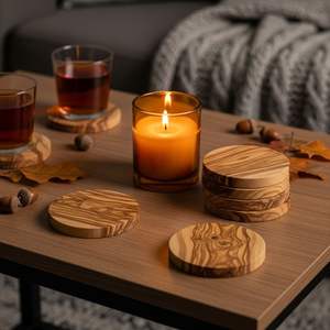 Colección de Posavasos de Madera Gruesa que Garantizan una Base Estable para las Tazas Mientras Conservan el Acabado de la Mesa - Product Image 3