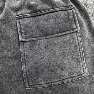 Pantalon de survêtement d'hiver en polaire épaisse avec poches zippées pour hommes Joggers Pantalon chaud en coton noir et gris pour hommes Pantalons thermiques lavés à l'acide - Product Image 3