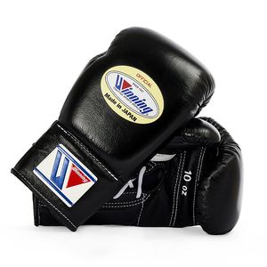 Guantes de boxeo ganadores profesionales con cordones personalizables de alta calidad, correa de muñeca ajustable de cuero genuino de alta calidad, gancho para artes marciales - Product Image 2