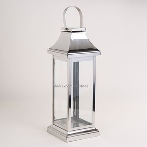 Linterna de vela de vidrio y acero inoxidable con acabado plateado brillante para decoración de hogar y boda linterna de vela colgante - Product Image 3