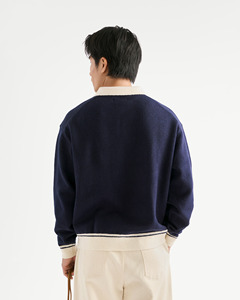 Suéter de Punto a Rayas de Manga Larga Casual de Invierno para Hombre, 100% Acrílico, Transpirable, Cuello Camisero, Anti-Pilling, Secado Rápido - Product Image 2