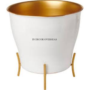 Fiestas de bodas y villas decorativas de alto grado chapadas en oro textura elegante única maceta de forma redonda de Metal de calidad Superior - Product Image 5