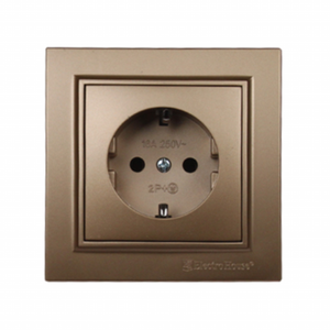 เต้ารับไฟฟ้าติดผนังไฟฟ้า IP22 220V 16A ทองหรูหราทันสมัยพร้อมสายดินพลาสติกทองแดงมาตรฐานอียูสหราชอาณาจักร - Product Image 1