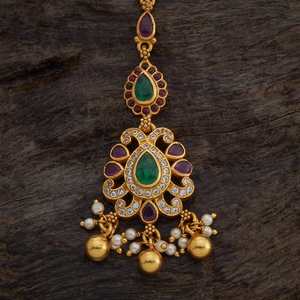 Tikka en argent avec serti en or poli en forme de goutte d'eau et diamants taille poire, bijou de mariage culturel et de collection 169939 - Product Image 4