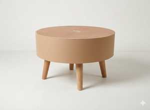 Otomana Decorativa Moderna de Algodón Rojo, Trenzada a Mano, Móvil, Redonda, de 2 Piezas - Product Image 2