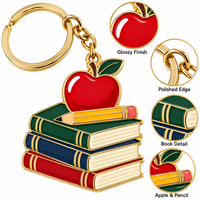 Porte-clés en métal personnalisé 5 cm avec logo, style crayon Apple, cadeau pour enseignant, pour les magasins de campus, les librairies, les écoles, vente en gros