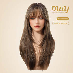 Elowen-DWY MiraScalp Glueless Synthetic <b>Wig</b> Short Curly Hair with Transparent Lace Middle Length <b>Sandy</b> Brown Layer Cut - Product Image 2