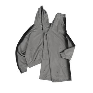 ชุดเซ็ตเสื้อฮู้ดดี้และกางเกงวอร์มทรงขาบาน ผ้าหนา คุณภาพสูง ราคาประหยัด สไตล์สตรีทแวร์ ลุคซันเฟดแบบวินเทจ - Product Image 1