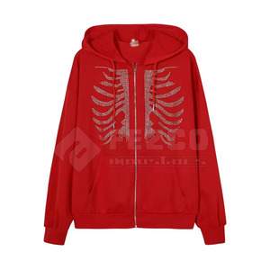 Sweat à capuche d'hiver moderne pour hommes avec strass Polyester/coton mélangé respirant Streetwear Pullover Trendy Look - Product Image 1