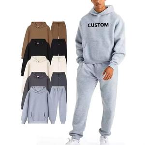 Survêtement d'hiver unisexe avec logo personnalisé Survêtement en molleton de coton avec haut à col rond - Product Image 1