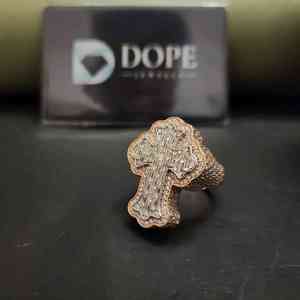Bague Hip Hop Unique en Forme de Croix, Tendance, Baguette en Moissanite Créée en Laboratoire, Acier Inoxydable, Or Massif 18KT, Unisexe, pour les Occasions et les Fêtes - Product Image 5