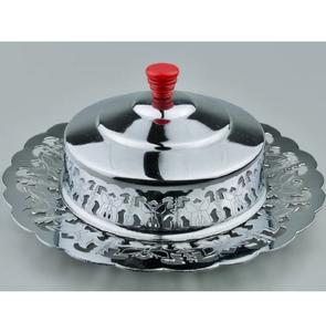 Plat de service au fromage et au beurre et assiette Design tendance Forme ronde Argenterie en acier inoxydable Plat à beurre - Product Image 1