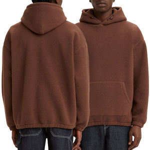 New Arrival Customized Men's <b>Sherpa</b> Fluffy Fleece <b>Hoodie</b> Heavyweight Thick Fur Pullover with Embossed Print Design - Product Image 2