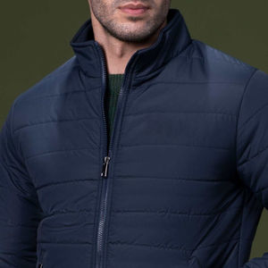 Chaqueta Acolchada Personalizable de Fabricante Directo, Cuello Azul Marino, Manga Larga, Estilo Urbano de Invierno, Ropa para la Nieve, Alta Calidad ODM, Azul Gris - Product Image 2
