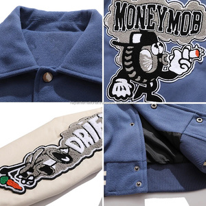 Blouson Bomber d'Hiver Personnalisé pour Homme en Laine Marron/Gris, Écologique, Coupe-Vent, Respirant, en Cuir et Toile Brodé - Product Image 5