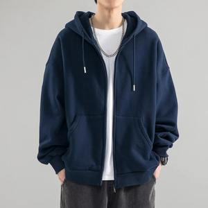 Autumn <b>Men's</b> Hoodie <b>Jacket</b> 100% Polyester <b>Fleece</b> <b>Thick</b> Soft Solid Color Full Zipper Warm Breathable Casual with Digital Printing - Product Image 1