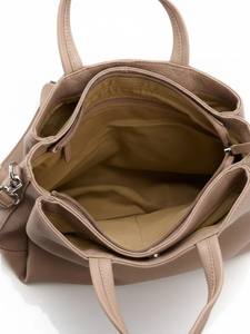 Sac fourre-tout à trois compartiments en cuir véritable beige, sac à bandoulière, cuir grainé doux, fermeture éclair, résistant à l'eau - Product Image 2