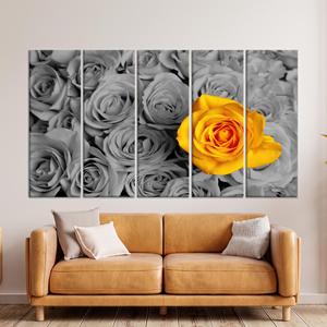 Arte en lienzo con estampado de rosas amarillas: elegante decoración floral para pared, JUEGO DE 5 LIEÑOS - Product Image 1