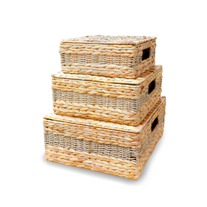 Paniers de rangement en jacinthe d'eau de haute qualité avec couvercles organisateur de cuisine de garde-manger rectangulaire en gros du Vietnam - Product Image 3