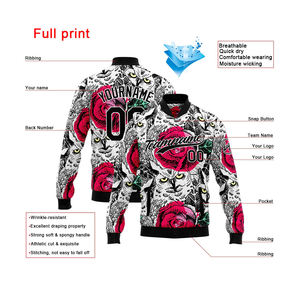 Blouson universitaire tendance pour homme 100 % laine, service OEM, mode urbaine estivale, col montant, broderie frontale - Product Image 2