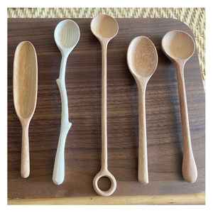 Cuillères en bois écologiques, outils de cuisine faits à la main du Vietnam, ensemble de cuillères à long manche en bois naturel pour cuisiner et servir - Product Image 4