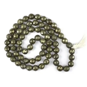 Collar de Mala con Cristal de Pirita, Piedra Preciosa Natural Curativa para la Riqueza y la Confianza - Product Image 2