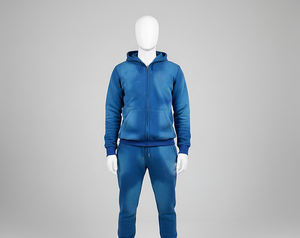 Conjunto Deportivo de Invierno para Hombre, Sudadera con Capucha Azul y Pantalones Deportivos, Estampado Blanco, Chándal Informal de Dos Piezas, Transpirable y Antibacteriano - Product Image 2