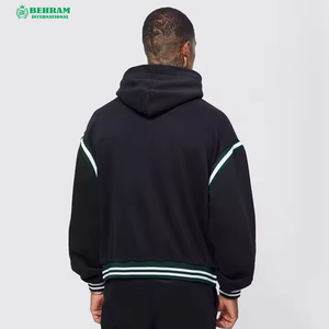 Sweat-shirt à capuche unisexe surdimensionné de haute qualité pour homme, avec épaules tombantes et surpiqûres contrastées, 100 % coton molletonné/éponge française - Product Image 6