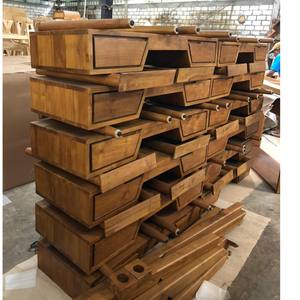 Table de toilette moderne en teck massif japonais, 2 tiroirs, écologique, fabriquée à la main, table de maquillage de salle de bain, bureau d'écriture, maison - Product Image 6