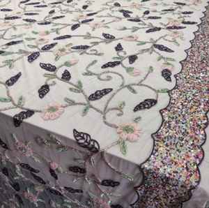 High Quality Luxury Beaded <b>Fabric</b> with Zircon Handmade 100% Polyester Best Price Export From Indian Supplier <b>for</b> Garments Making - Product Image 5