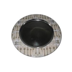 Cargador de acero inoxidable con acabado niquelado de forma redonda y aspecto moderno para catering de cenas de aniversario de bodas. - Product Image 2