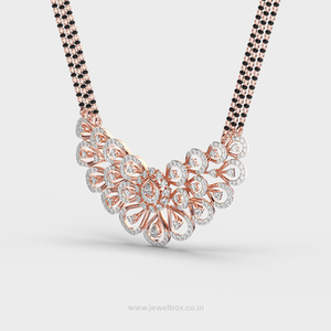 Collar de Lujo con Triple Cadena de Oro Sólido de 14K y Diamantes Florales, Mangalsutra para Mujer, Joyería Fina Elegante, Exportación al por Mayor - Product Image 4