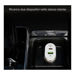 Cargador de Coche TECRPD20W con Doble Salida USB Tipo-A y Tipo-C, 20W, Accendisigari, Cargabaterías, Adaptadores de Viaje Blancos - Product Image 4