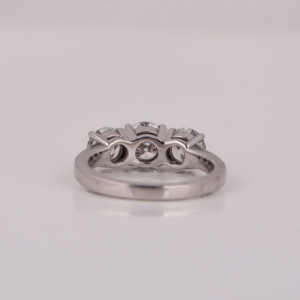 Custom Three Stone Round Cut Lab Grown Diamond Engagement Ring 18KT <b>Solid</b> Gold Plated Luxurious IGI Certified Anniversary Gift - Product Image 4