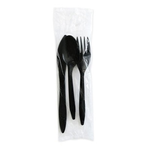 Kit de Cubiertos Desechables de Poliestireno Boardwalk BWK3KITBLPS, 3 Piezas, Negro, Tenedor/Cuchillo/Cuchara, Plástico, 250 Unidades/Caja, para Fiestas - Product Image 3