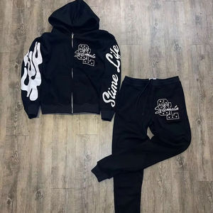 ชุดวอร์มแนวสตรีทแวร์แบบกรดชุดวอร์มมีฮู้ดแบบมีซิปแผ่นรีดกรดกางเกงวอร์มและชุดมีฮู้ด - Product Image 1