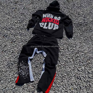 Fabricant Acid Wash Sweatsuit pour hommes Broderie Survêtements et unisexe Hoddie Custom Puff Print Logo Hoodie Set - Product Image 1