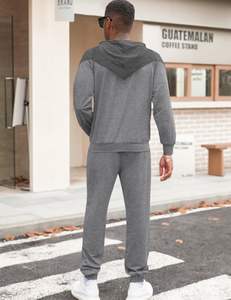 100% coton SWEATSUIT léger à capuche ensemble cordon de serrage fermeture hiver écologique délavé imprimé strass embelli - Product Image 5