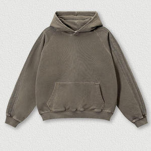 Sweat-shirt à capuche surdimensionné en coton 100% pour homme, taille plus, automne, poids lourd, délavé à l'acide vintage, logo personnalisé, vente en gros, 300 g/m² - Product Image 6