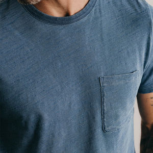 T-shirt en jersey de coton biologique pour homme, t-shirt d'été à manches courtes avec poche, t-shirt écologique à col rond pour homme - Product Image 2