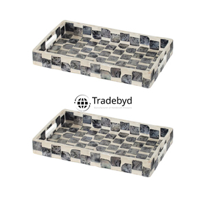 Bandeja con incrustaciones de fregona de lujo de Tradebyd Bandeja decorativa hecha a mano Perfecta para hogares y cafés modernos - Product Image 1
