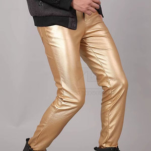 Pantalon en cuir pour homme décontracté, respirant et léger, lavage moyen foncé, haute qualité, logo personnalisé, best-seller - Product Image 4