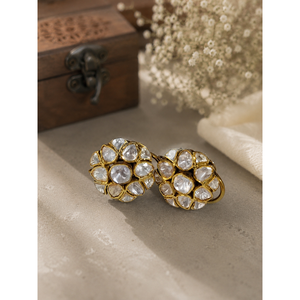 Boucles d'oreilles clous en argent sterling 925 Kundan Polki, plaquées or, avec moissanite, bijoux indiens pour femmes, fournisseur en gros - Product Image 4