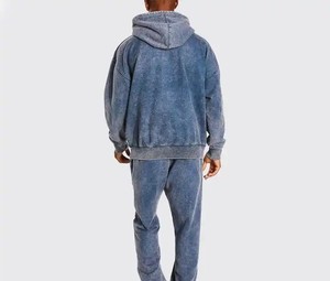 Sudadera con Capucha para Hombre de Forro Polar de Poliéster/Algodón de Alto Gramaje, con Bolsillo, Lavado Ácido, Estilo Urbano, para Invierno, Efecto Desgastado - Product Image 4